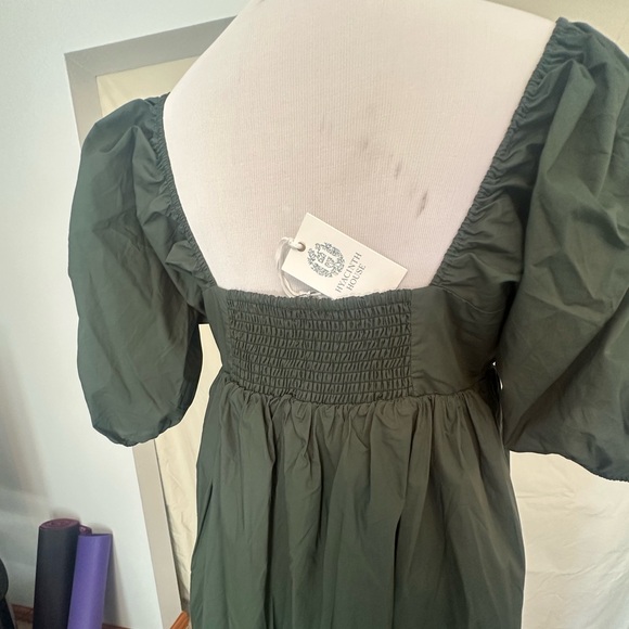 Sage Forest Green Mini Dress NWT Hyacinth House babydoll large sweetheart puff - Picture 11 of 16